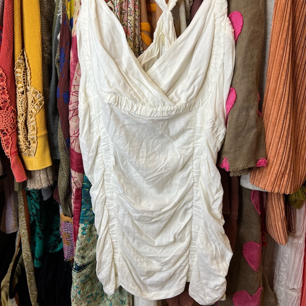 Anthropologie Deletta New White Rushed Tank Large